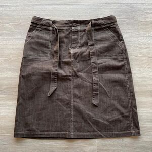 Cato Women's 12 Chocolate Brown Denim Mini Skirt Boho Grunge Indie Mocha Retro